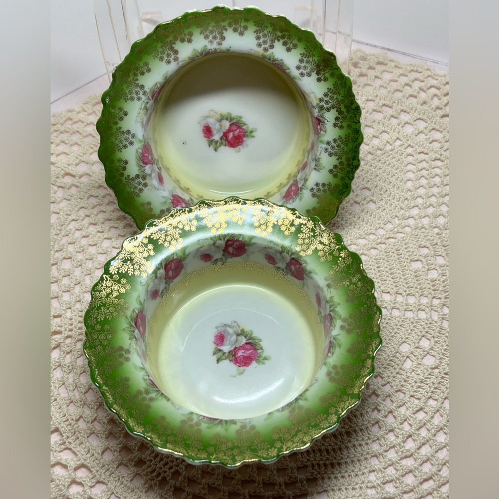 Antique CT Carl Tielsch Altwasser Ramekins – Hand Painted Floral – Germany